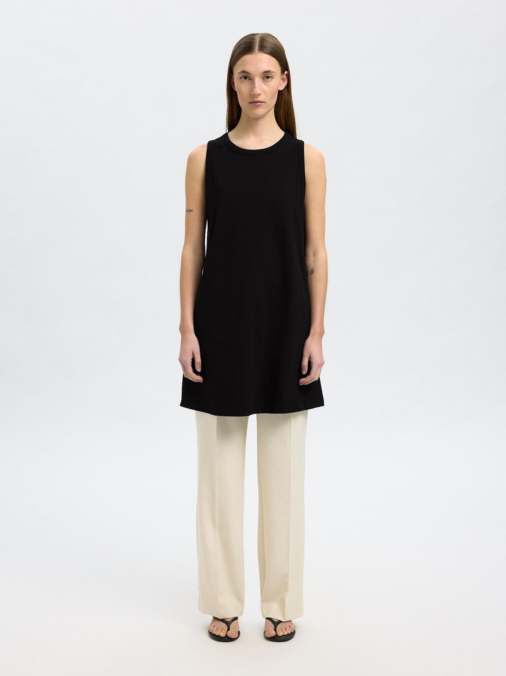 MINI SLEEVELESS DRESS, Black, highres
