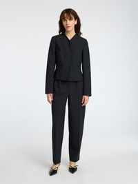 FITTED WOOL BLEND BLAZER, Black, highres