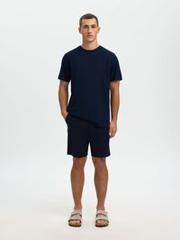 LINEN BLEND  T-SHIRT, Sky Captain, highres