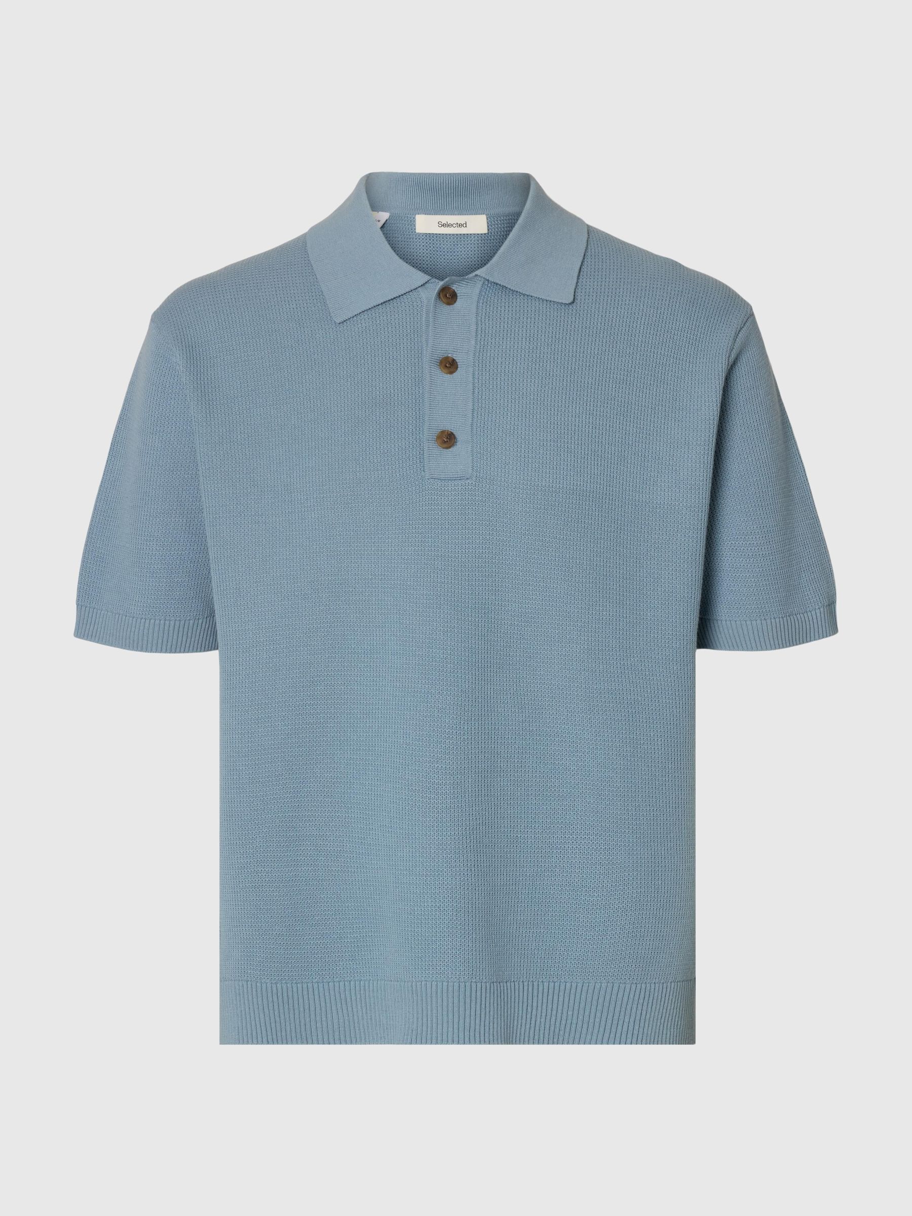COUPE DÉCONTRACTÉE POLO EN MAILLE, Dusty Blue, highres