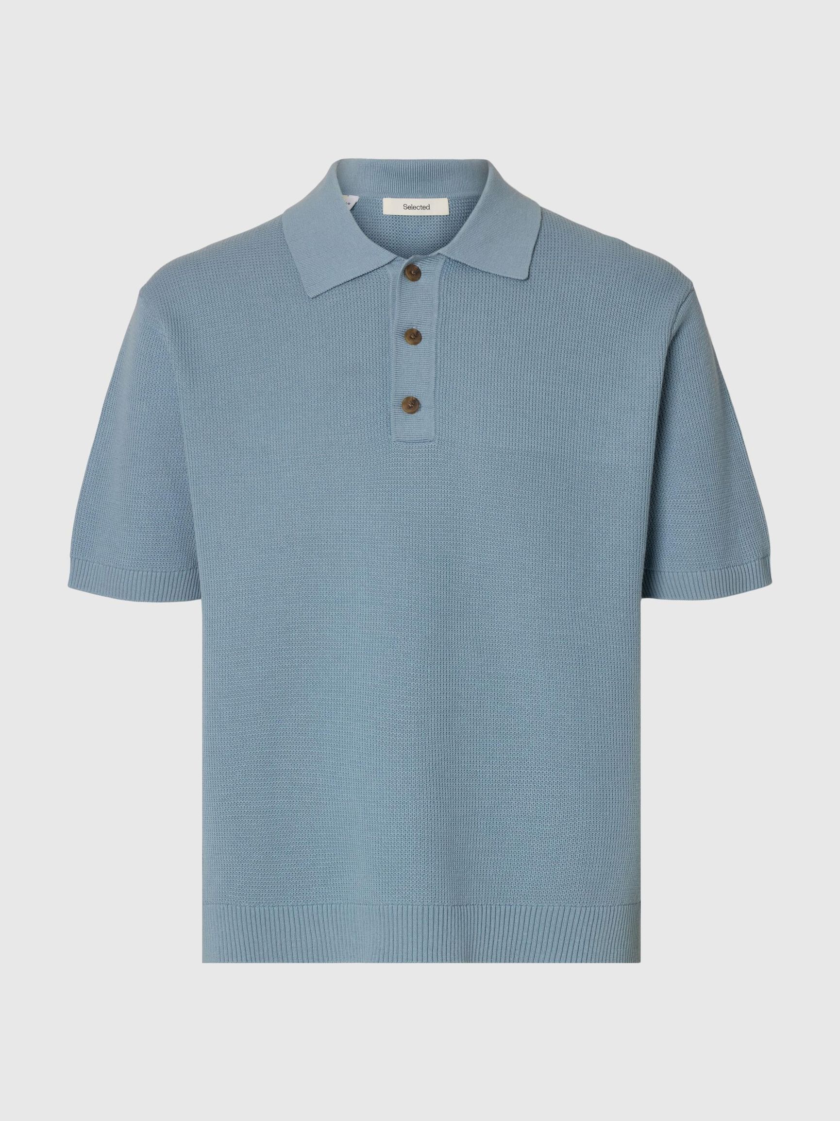COUPE DÉCONTRACTÉE POLO EN MAILLE, Dusty Blue, highres