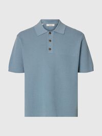 COUPE DÉCONTRACTÉE POLO EN MAILLE, Dusty Blue, highres
