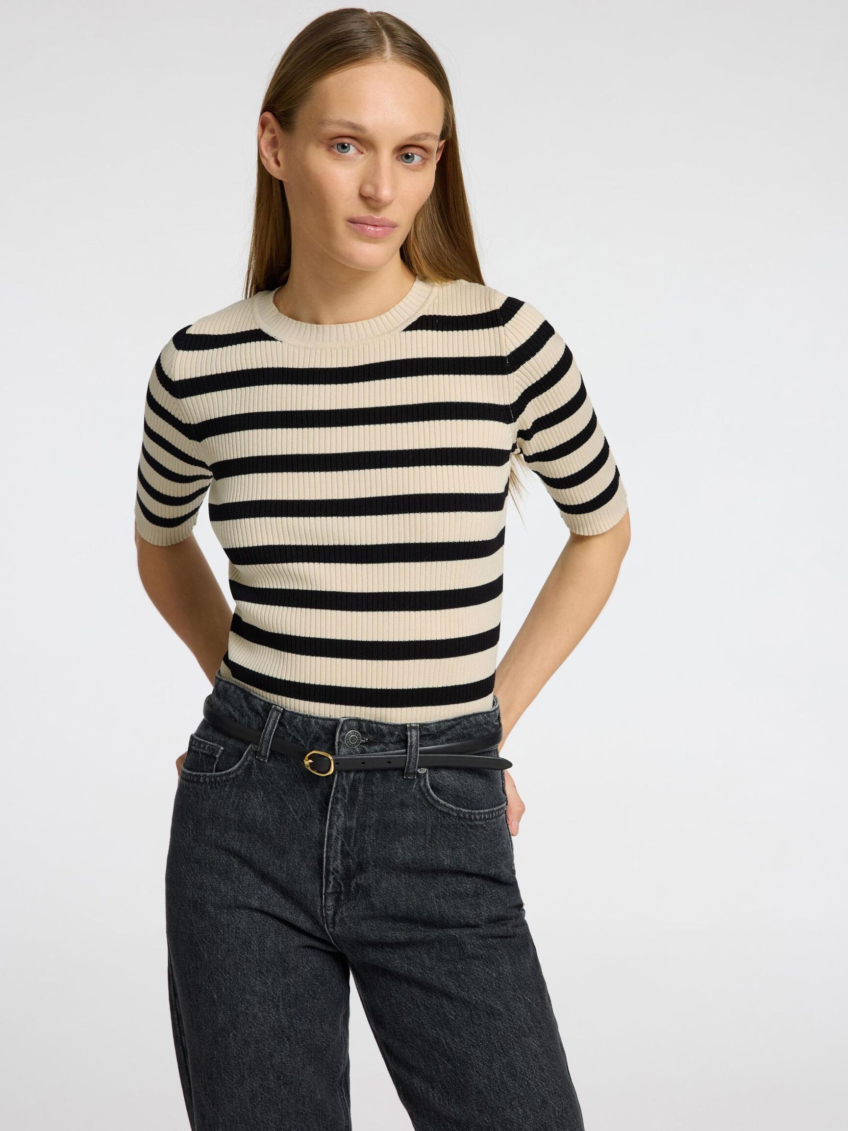VISCOSE MÉLANGÉE TOP EN MAILLE, Birch, highres