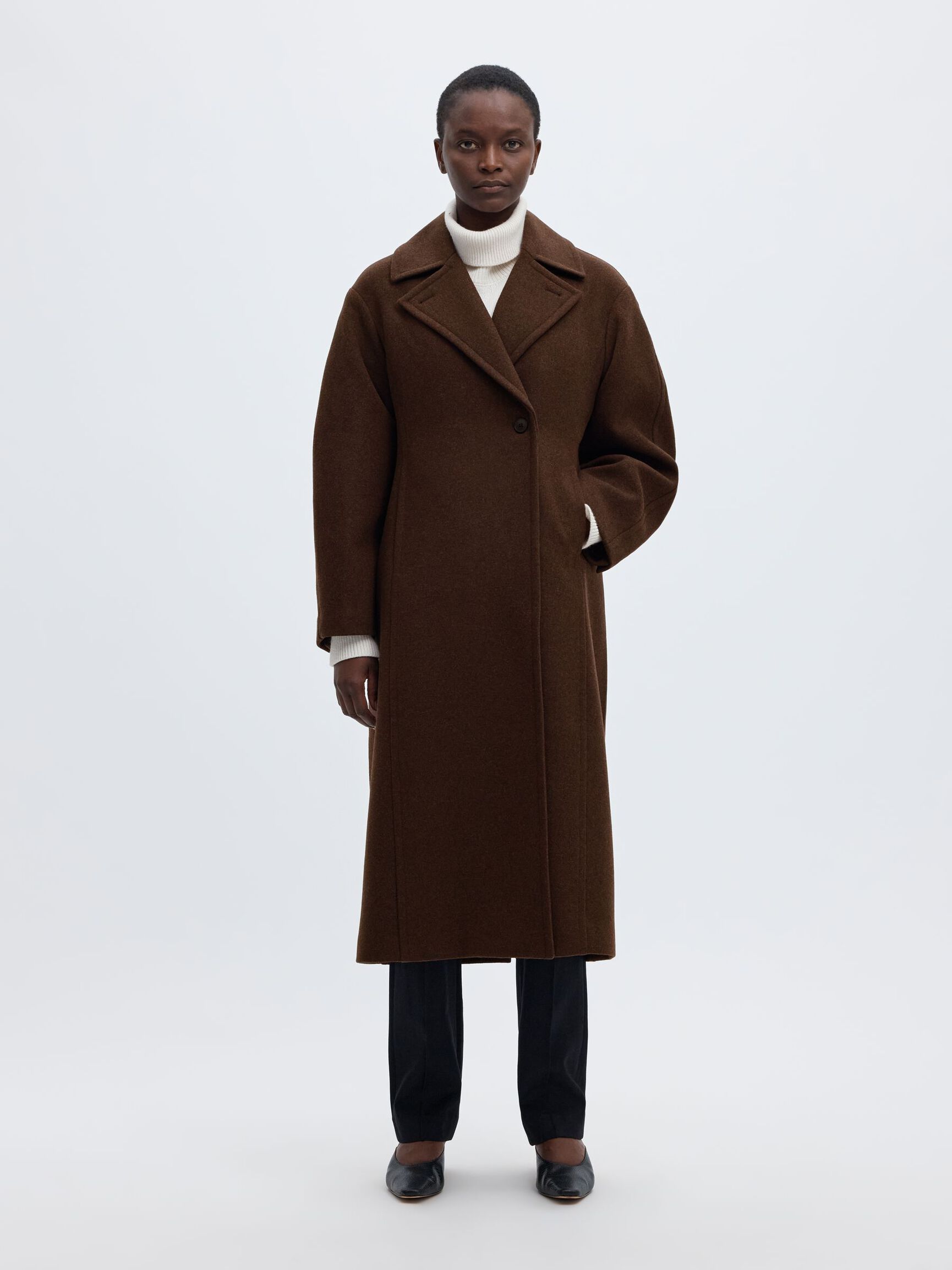 WOOL BLEND LONG COAT, Delicioso, highres