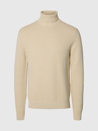 BAUMWOLL ROLLKRAGENPULLOVER, Oatmeal, highres