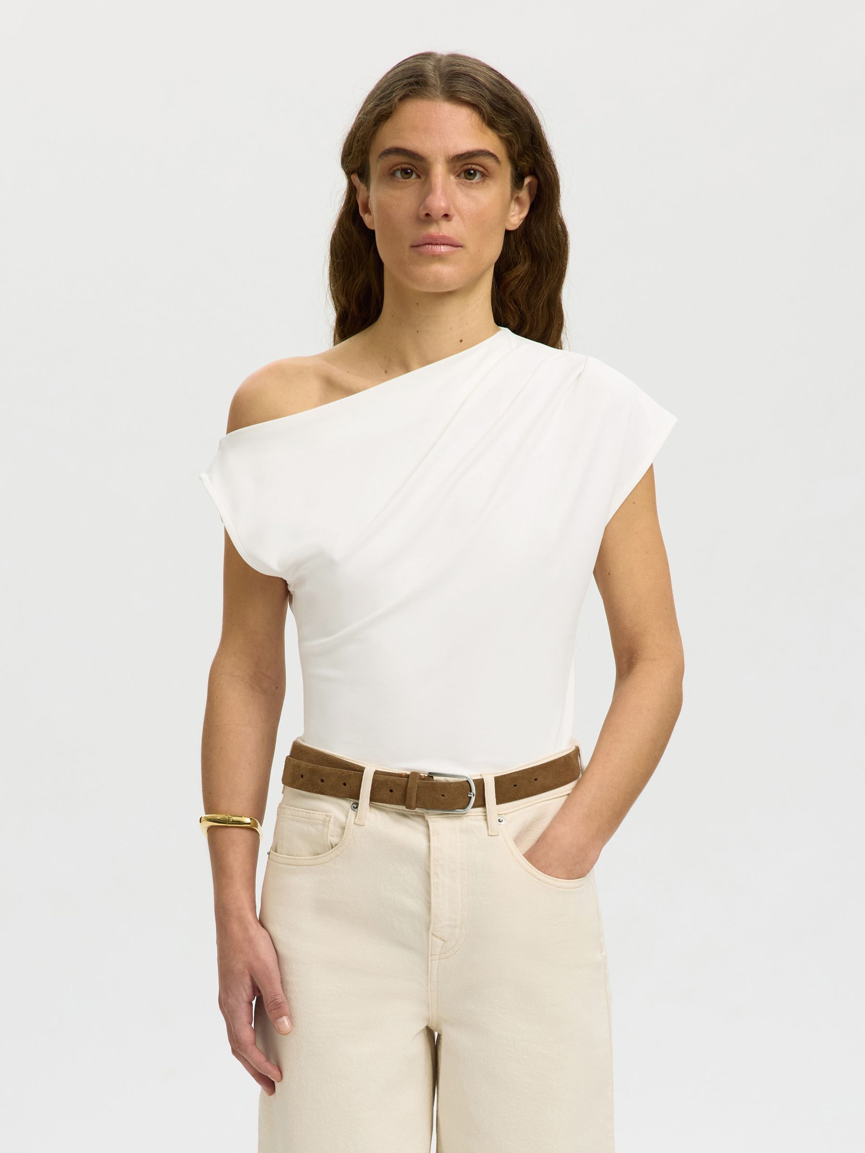 TOP Z KRÓTKIMI RĘKAWAMI, Bright White, highres
