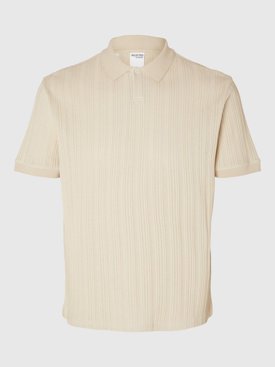 Selected SHORT-SLEEVED COTTON POLO SHIRT, Fog, highres - 16092781_Fog_001.jpg