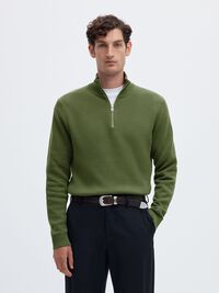 HALF-ZIP JUMPER, Olivine, highres