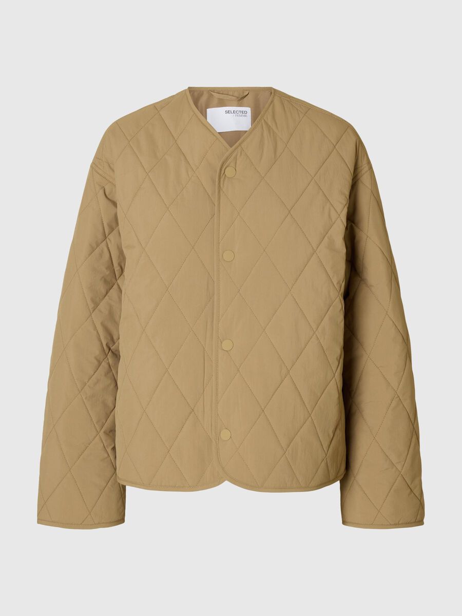 Selected QUILTED SHORT JACKET, Greige, highres - 16099317_Greige_001.jpg