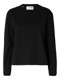 Selected LONG-SLEEVED BOXY T-SHIRT, Black, highres - 16092523_Black_001.jpg
