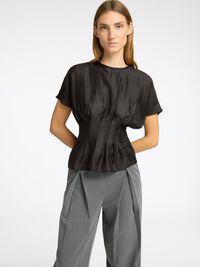 STRUCTURED SHORT SLEEVED TOP, Black, highres