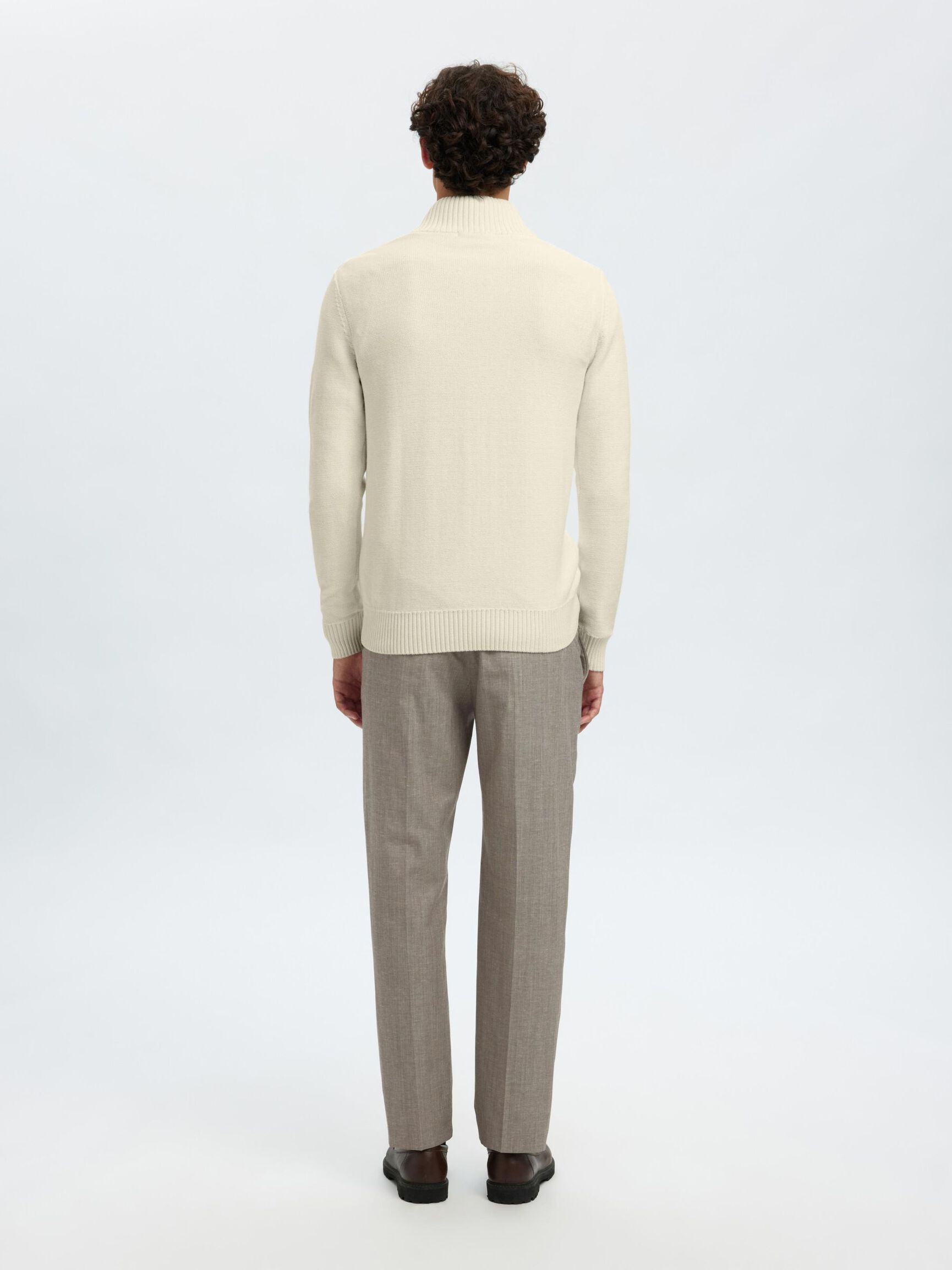 HALF-ZIP PULLOVER, Egret, highres