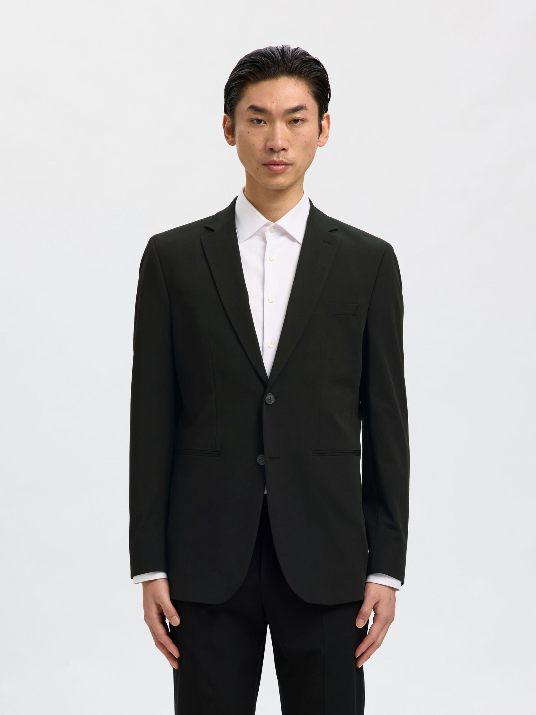 VISCOSE BLEND SLIM FIT BLAZER, Black, highres