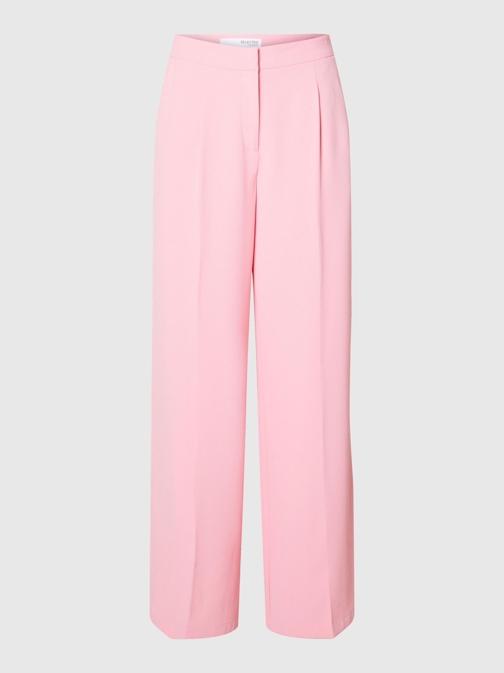 WOVEN WIDE-LEG TROUSERS, Peony, highres
