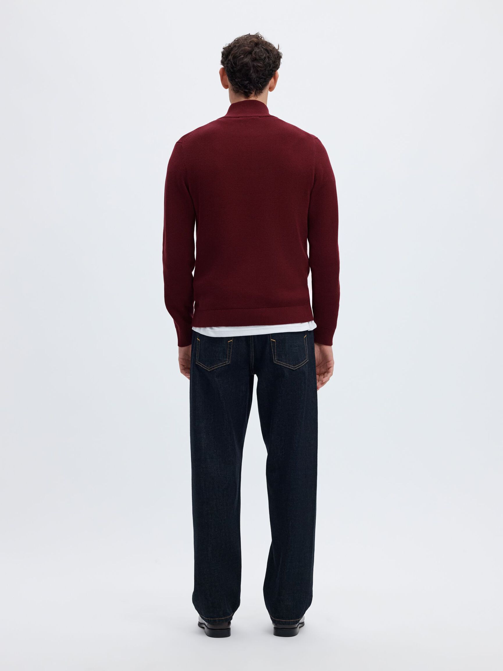 HALF-ZIP JUMPER, Tawny Port, highres