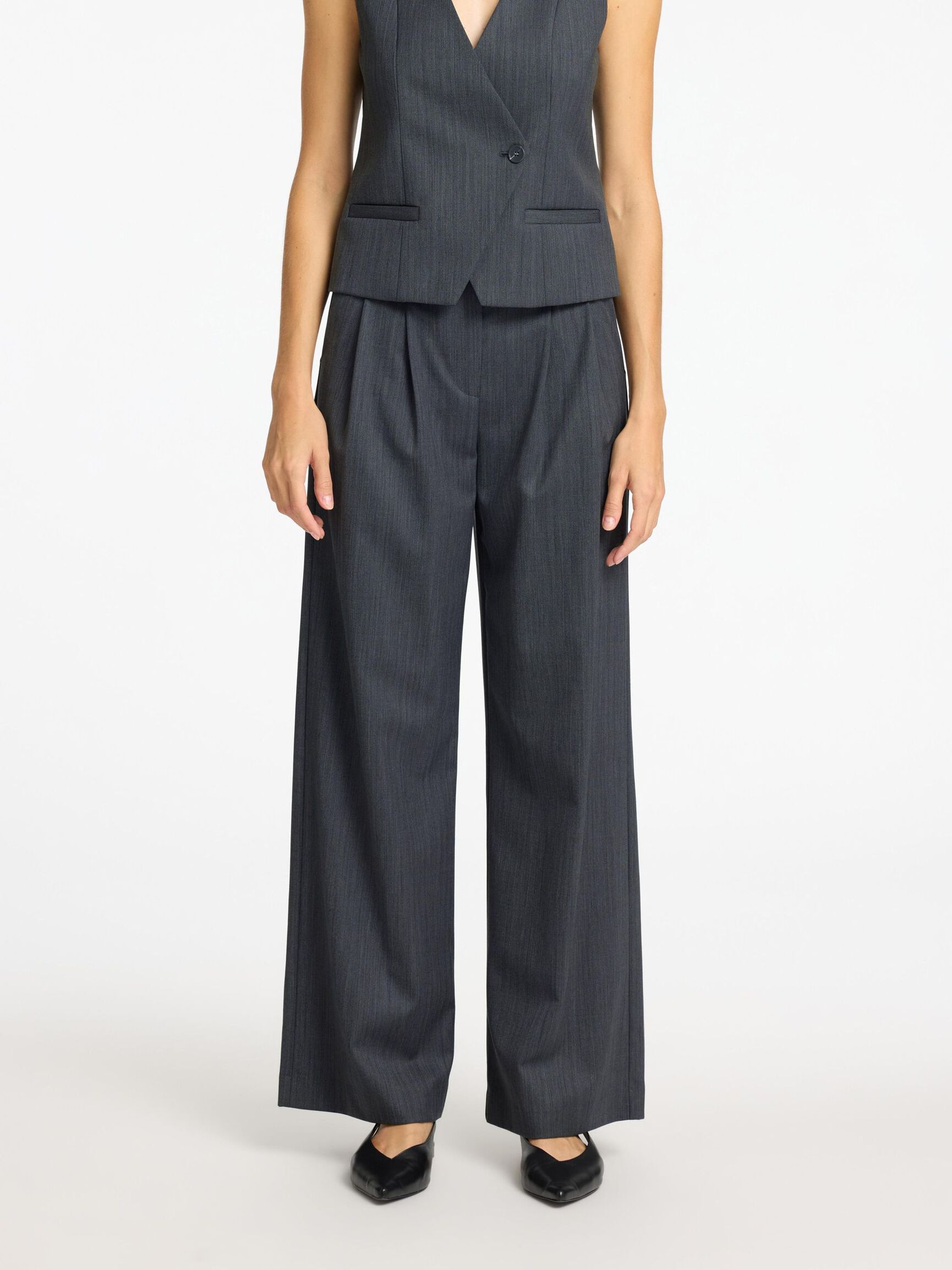 LAINE MÉLANGÉE PANTALON DE COSTUME, Steel Gray, highres