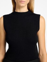 PAILLETTE TOP SANS MANCHES, Black, highres