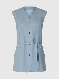 BOXY FIT WAISTCOAT, Dusty Blue, highres