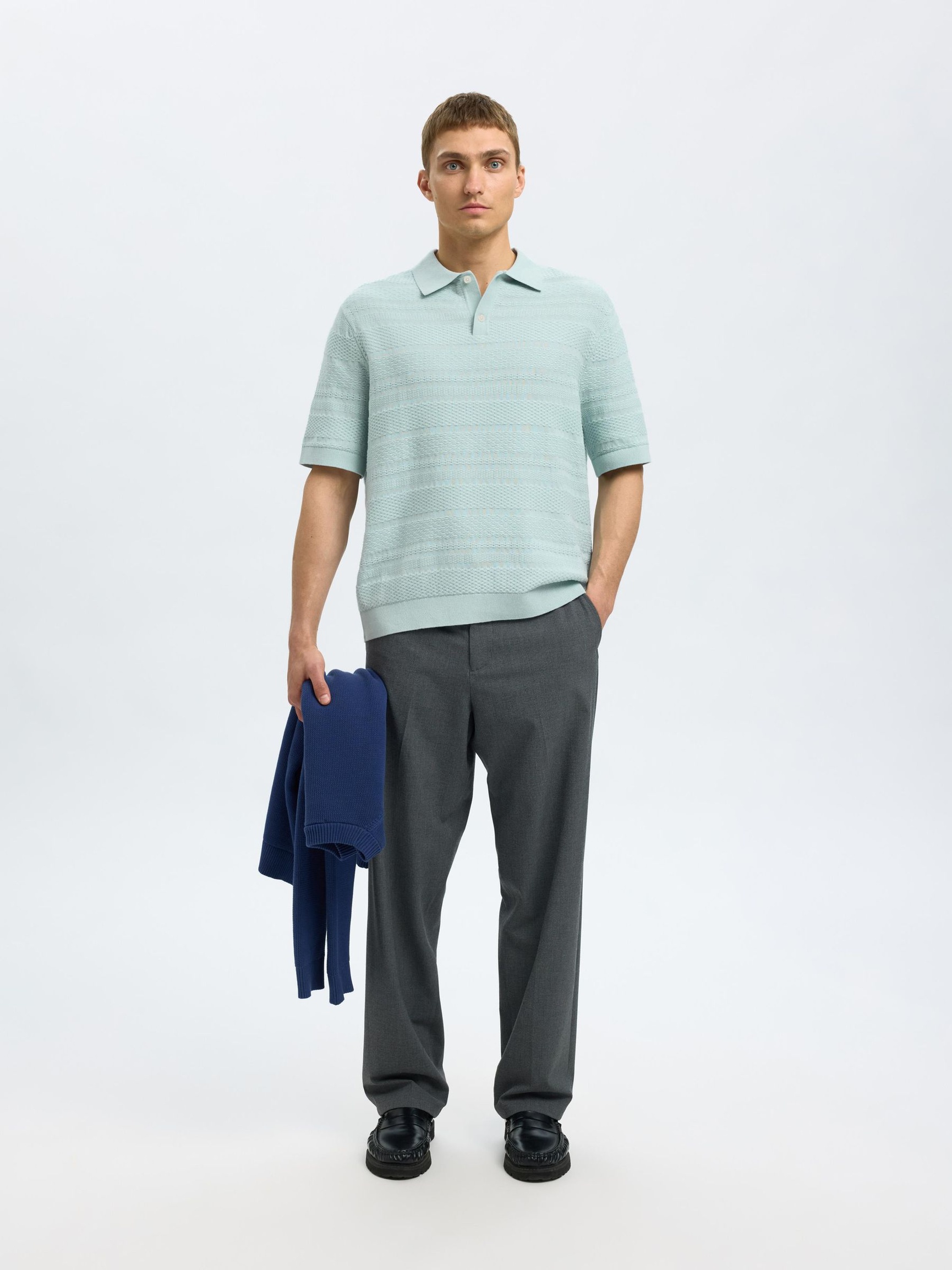 TEXTURÉ POLO EN MAILLE, Winter Sky, highres