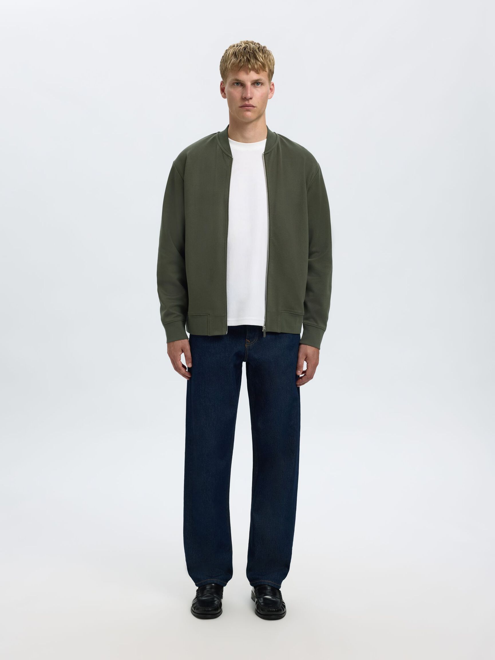 JERSEY SWEAT CARDIGAN, Forest Night, highres