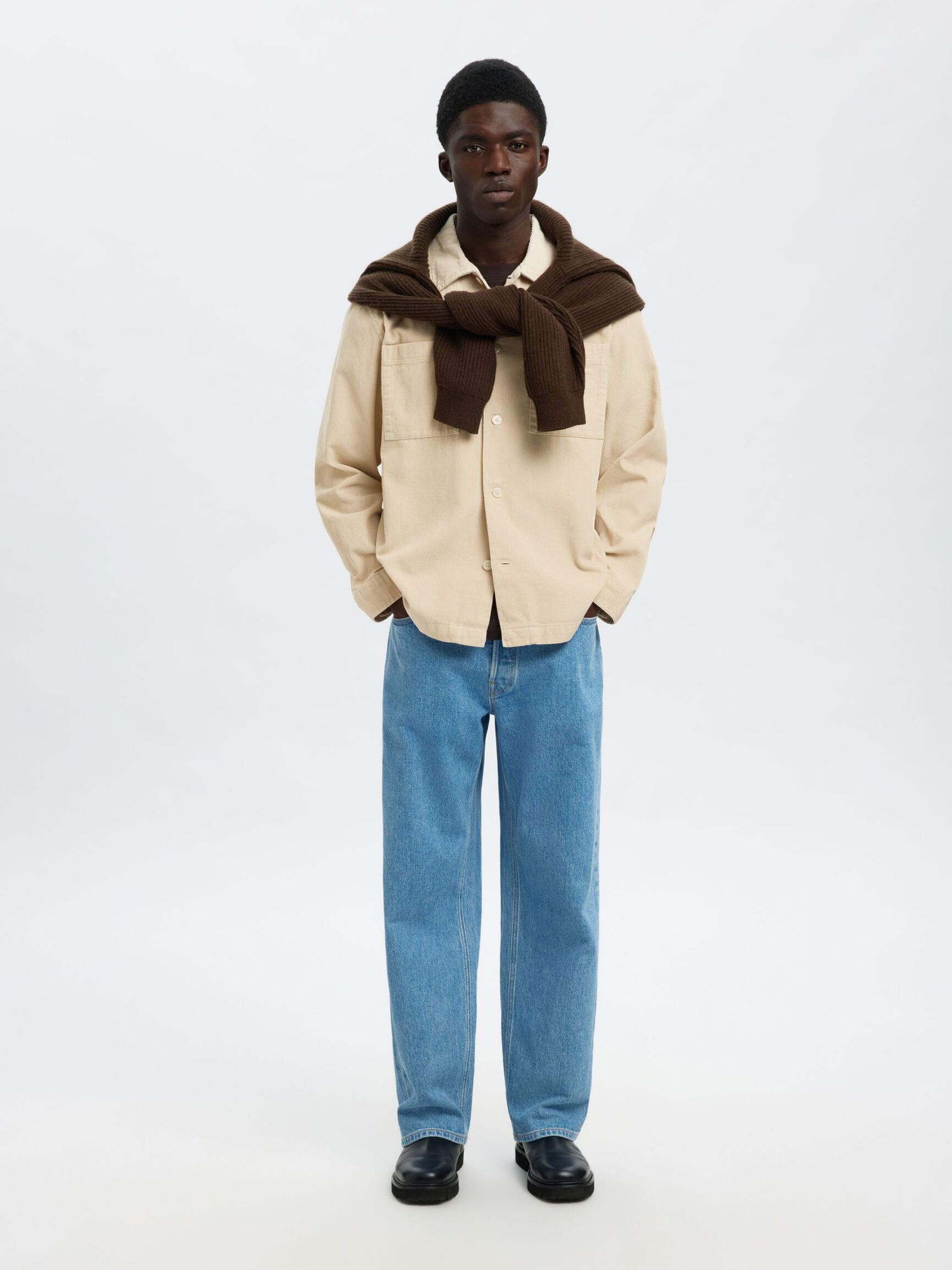 CORDUROY OVERSHIRT, Oatmeal, highres