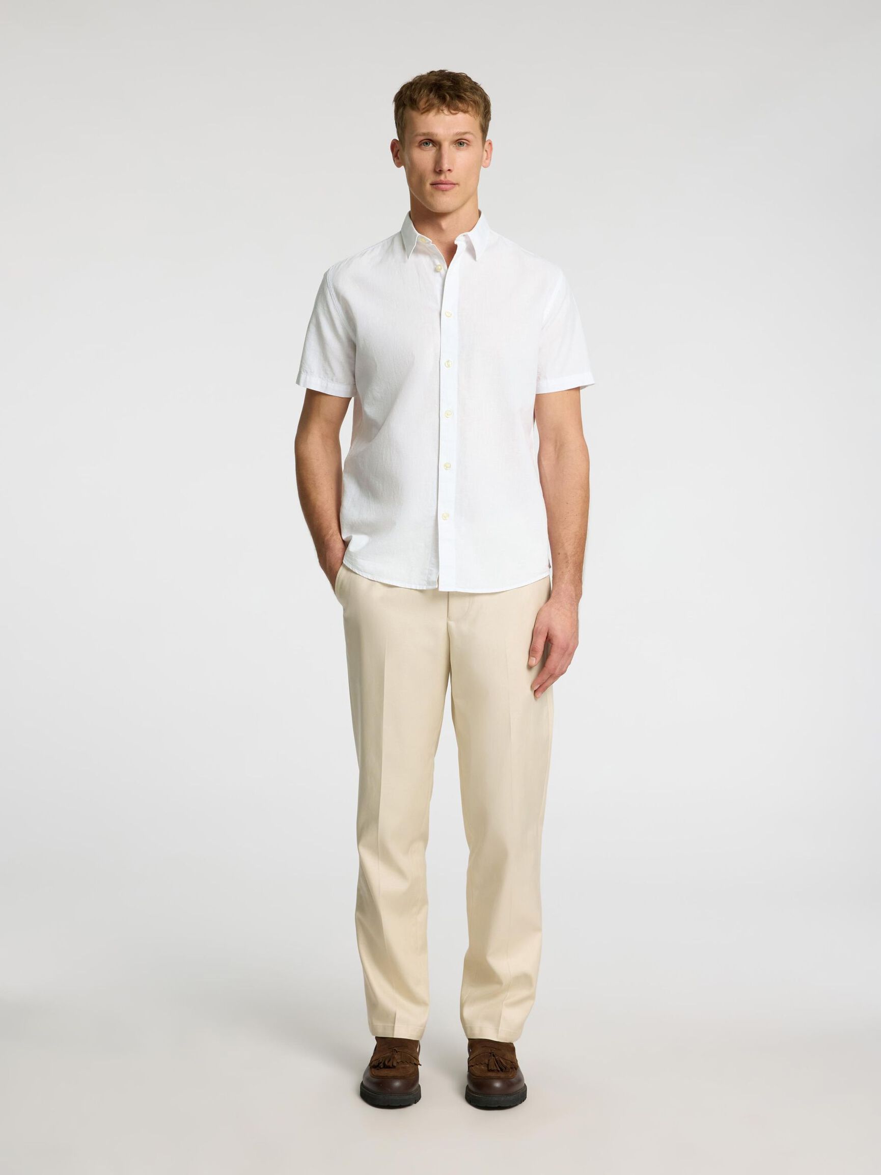 KLASSISCHES KURZARMHEMD, White, highres