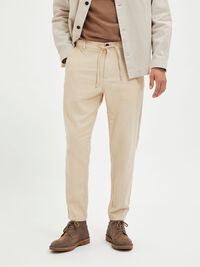 SLIM TAPERED LINEN BLEND TROUSERS, Incense, highres