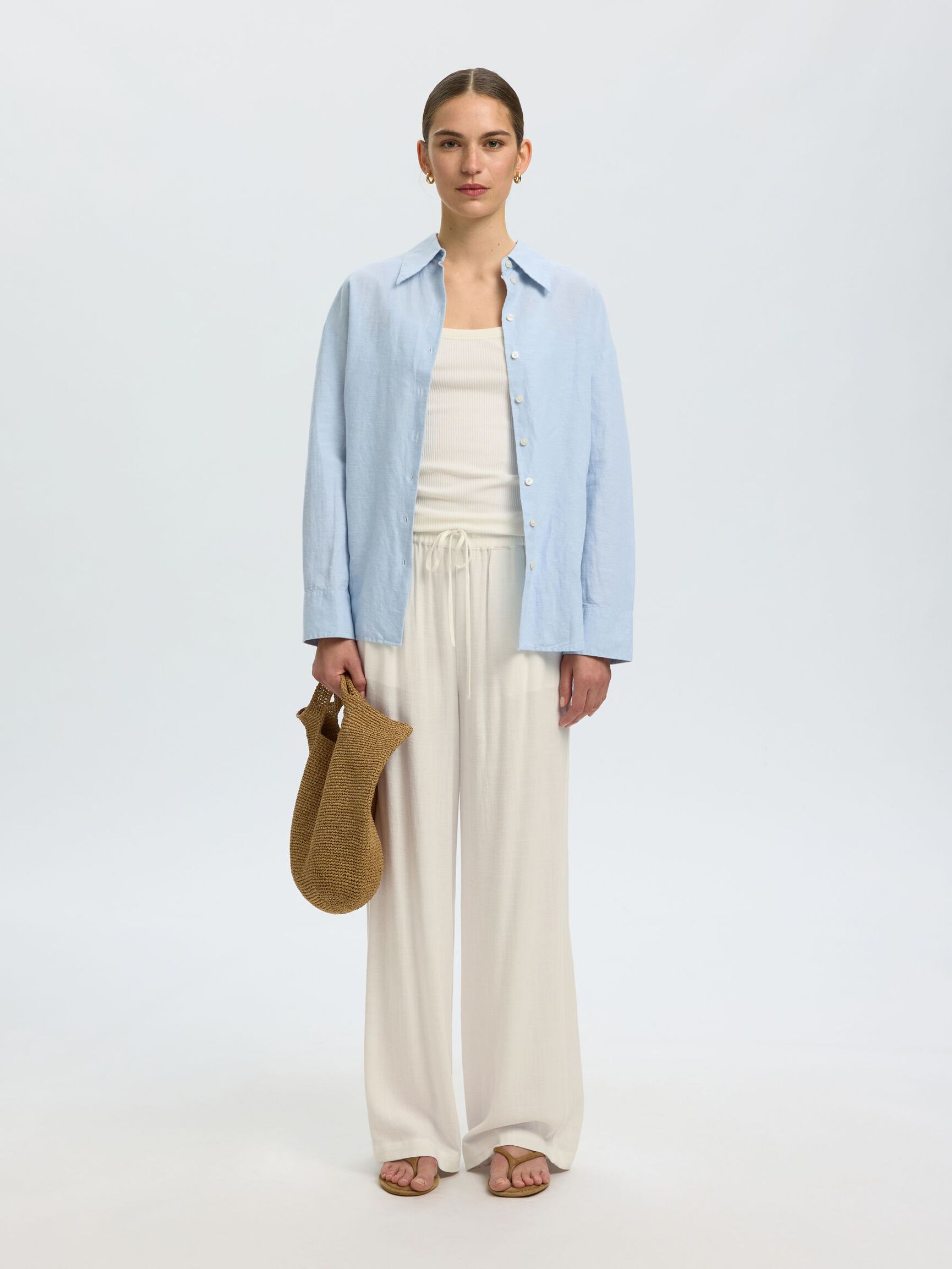 VISCOSE BLEND TROUSERS, Sandshell, highres