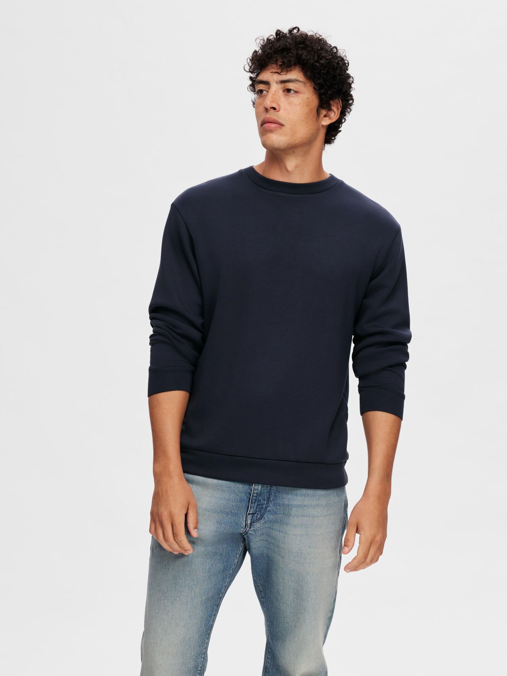 VISCOSE BLEND SWEATSHIRT, Sky Captain, highres