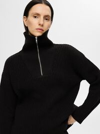 HALF ZIP PULLOVER, Black, highres