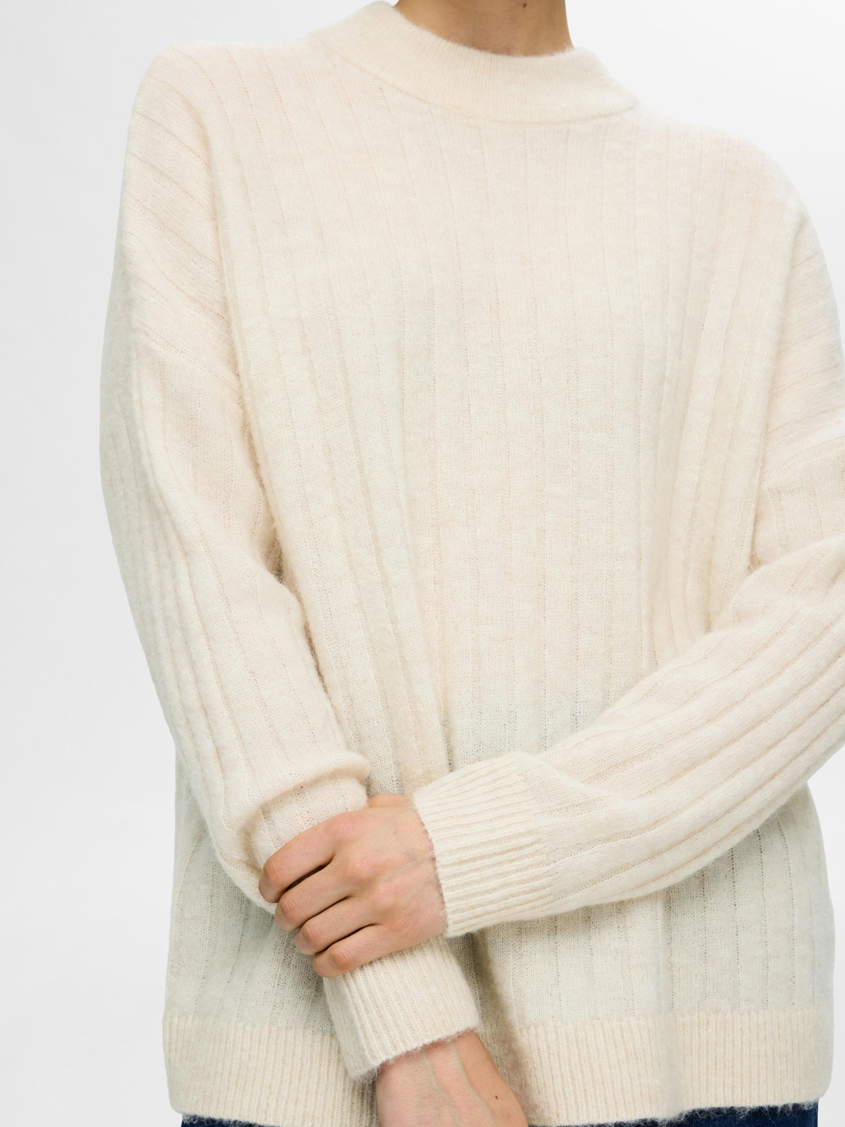 LOOSE FIT WOOL BLEND JUMPER, Birch, highres