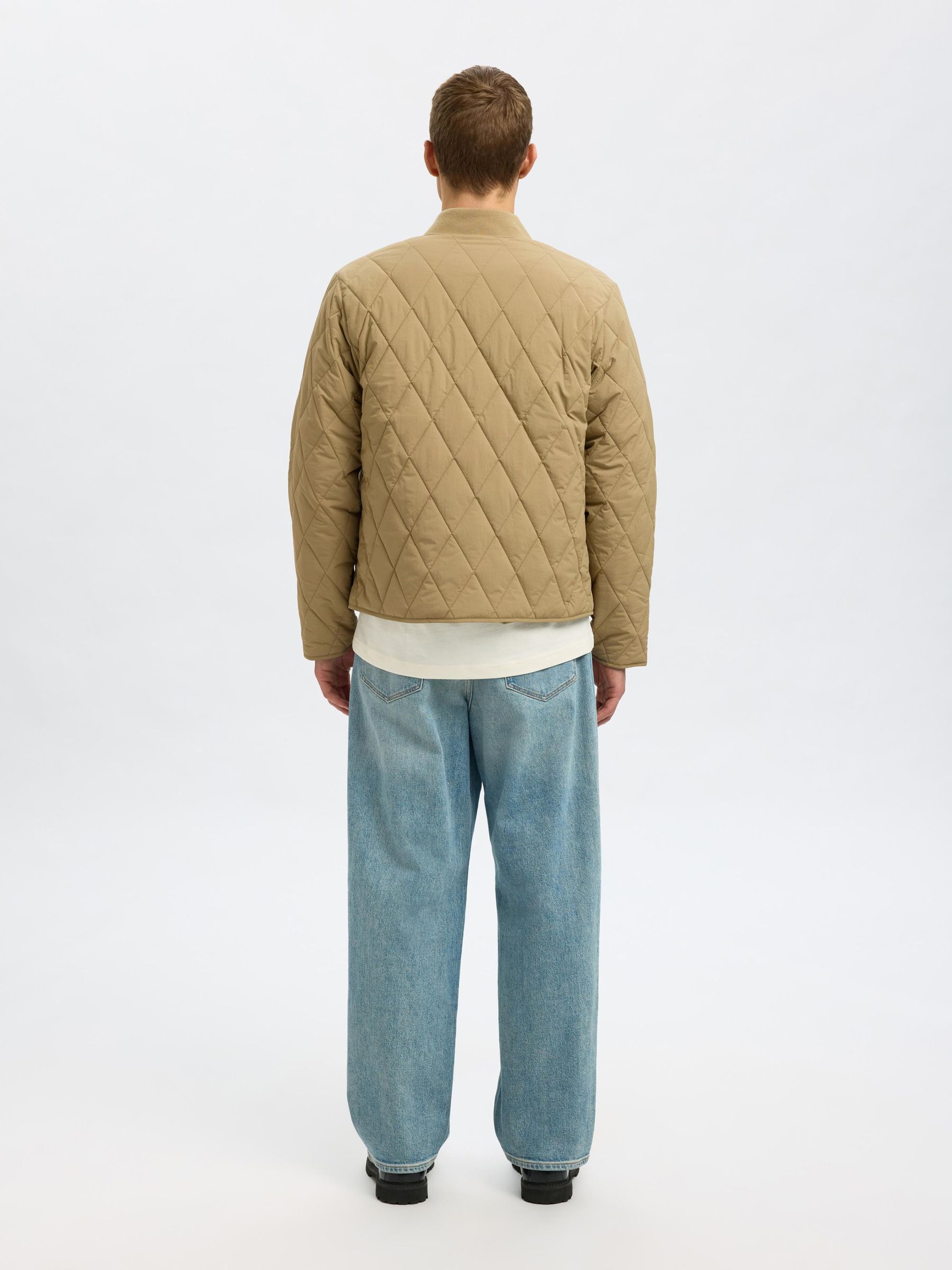 QUILTED PADDED JACKET, Greige, highres