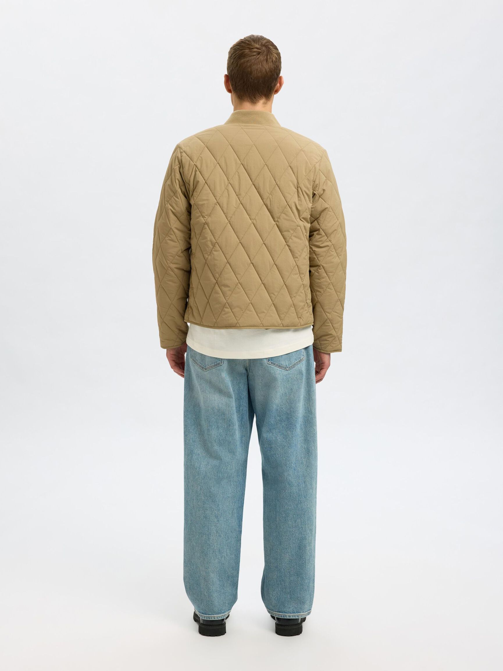 QUILTED PADDED JACKET, Greige, highres