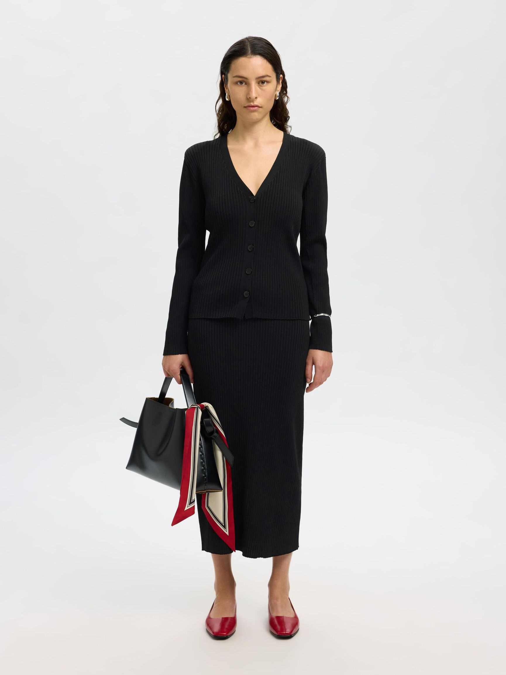 VISKOSEMIX STRICKJACKE, Black, highres