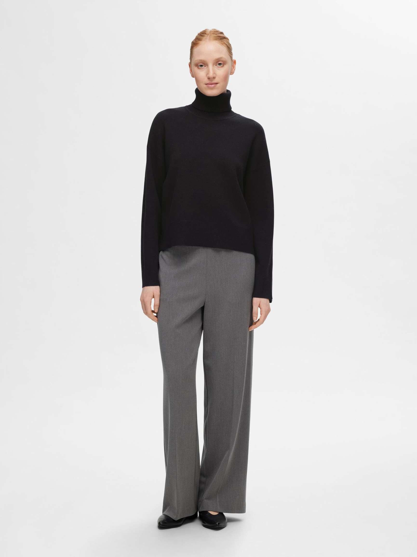 VISCOSE BLEND KNITTED JUMPER, Black, highres