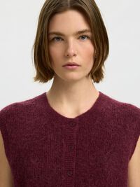 WOOL BLEND  WAISTCOAT, Tawny Port, highres