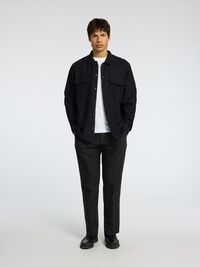 196 RAK PASSFORM BYXOR I LINNEBLANDNING, Black, highres