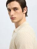 Selected CROCHET STYLE KNITTED POLO SHIRT, Egret, highres - 16097572_Egret_006.jpg