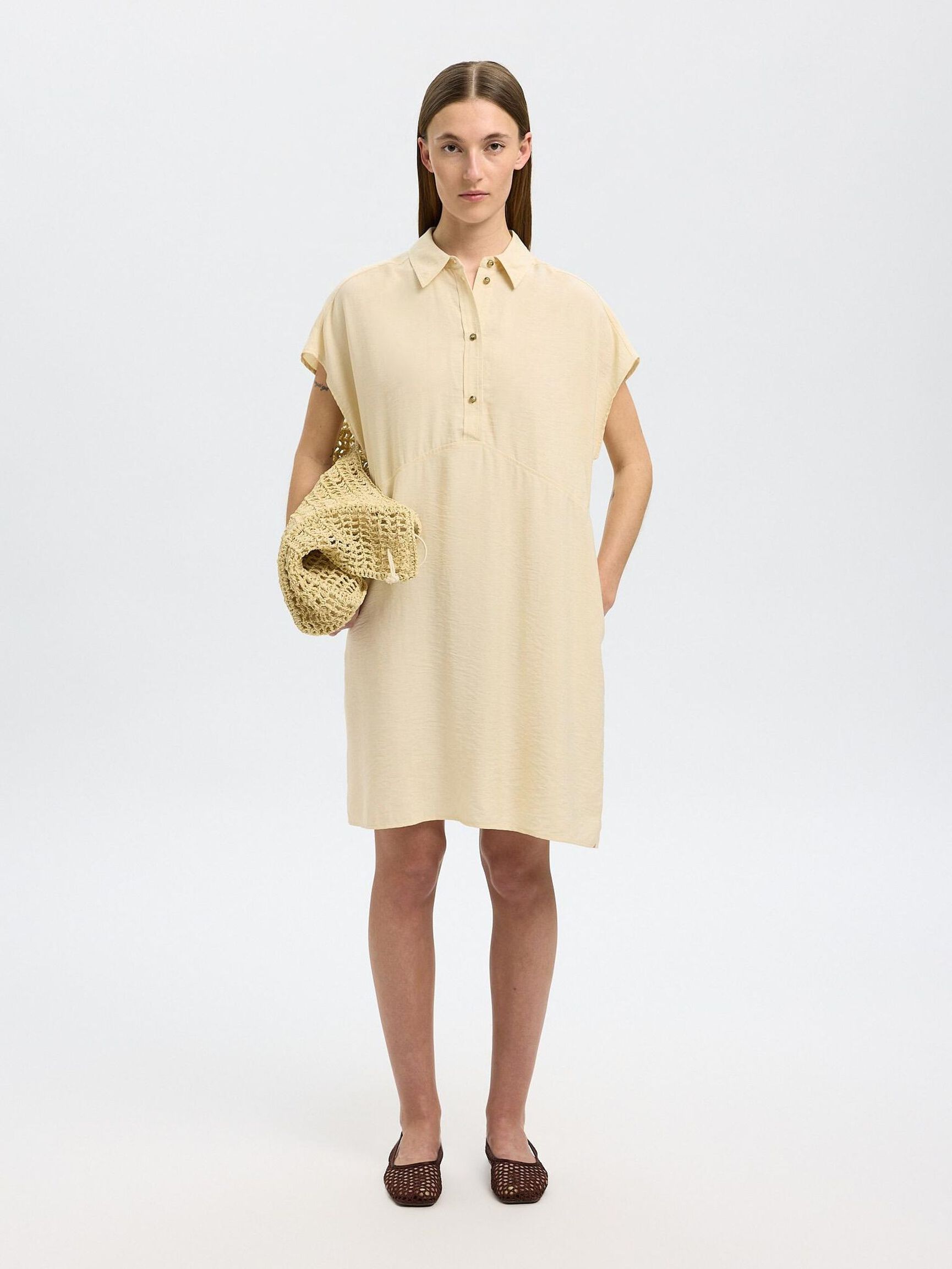 MINI SHIRT DRESS, Birch, highres