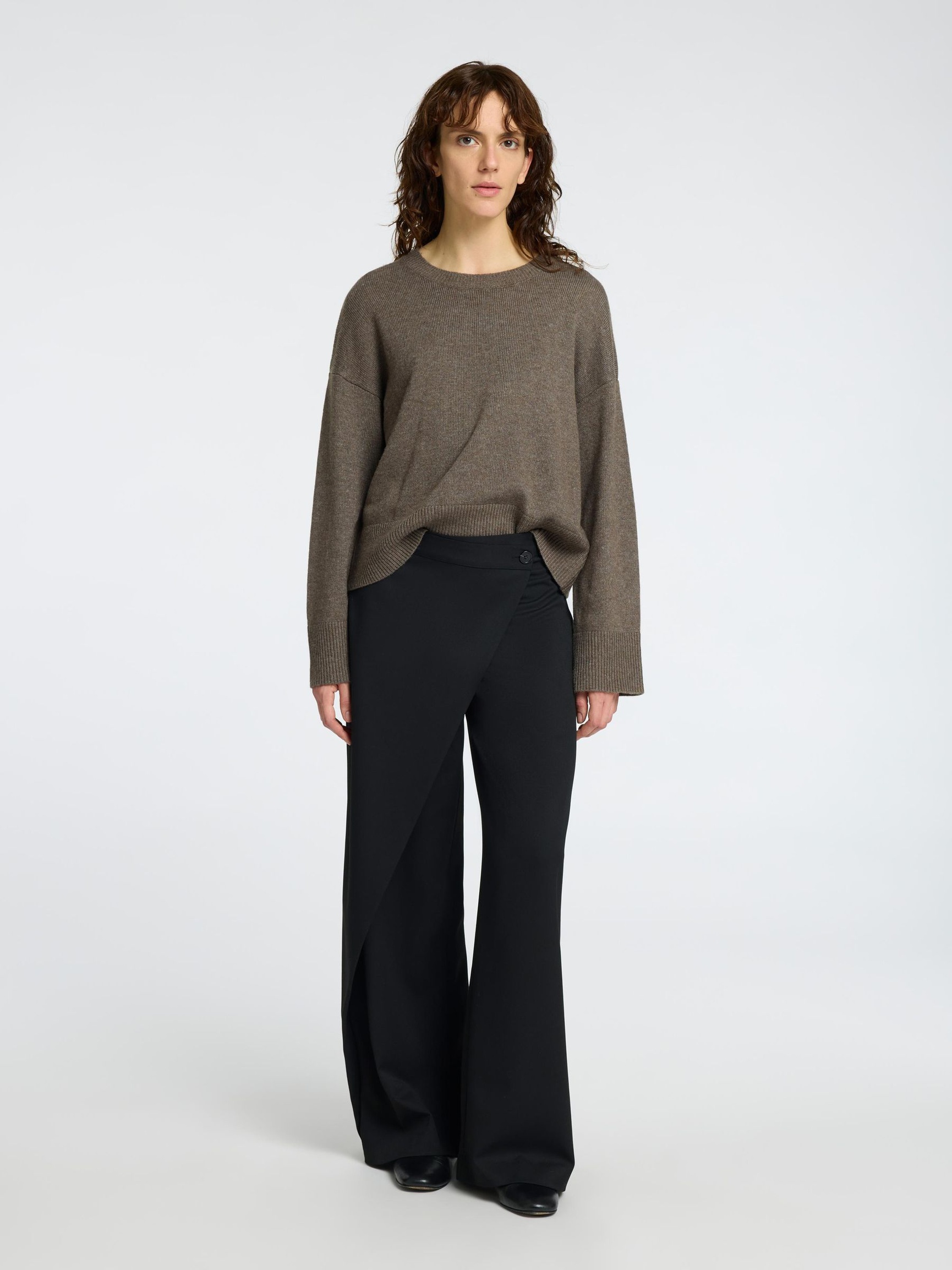 LOOSE FIT WOOL BLEND JUMPER, Morel, highres
