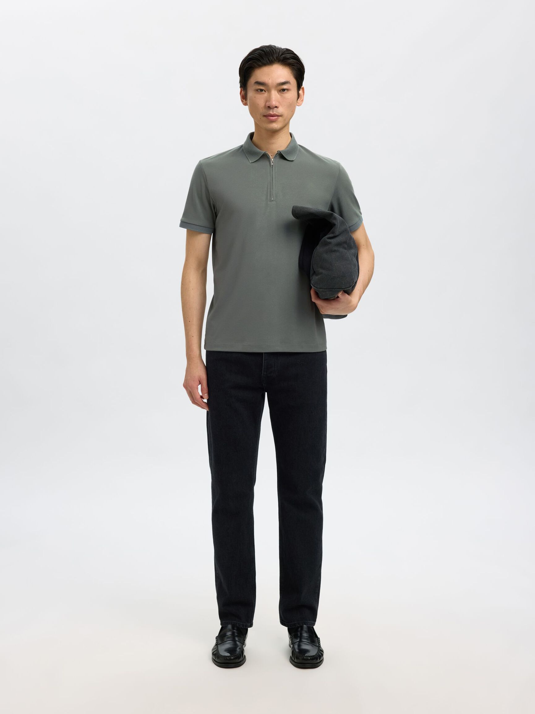 ZIPPER POLO, Agave Green, highres