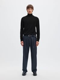 LONG-SLEEVED ROLL NECK PULLOVER, Black, highres