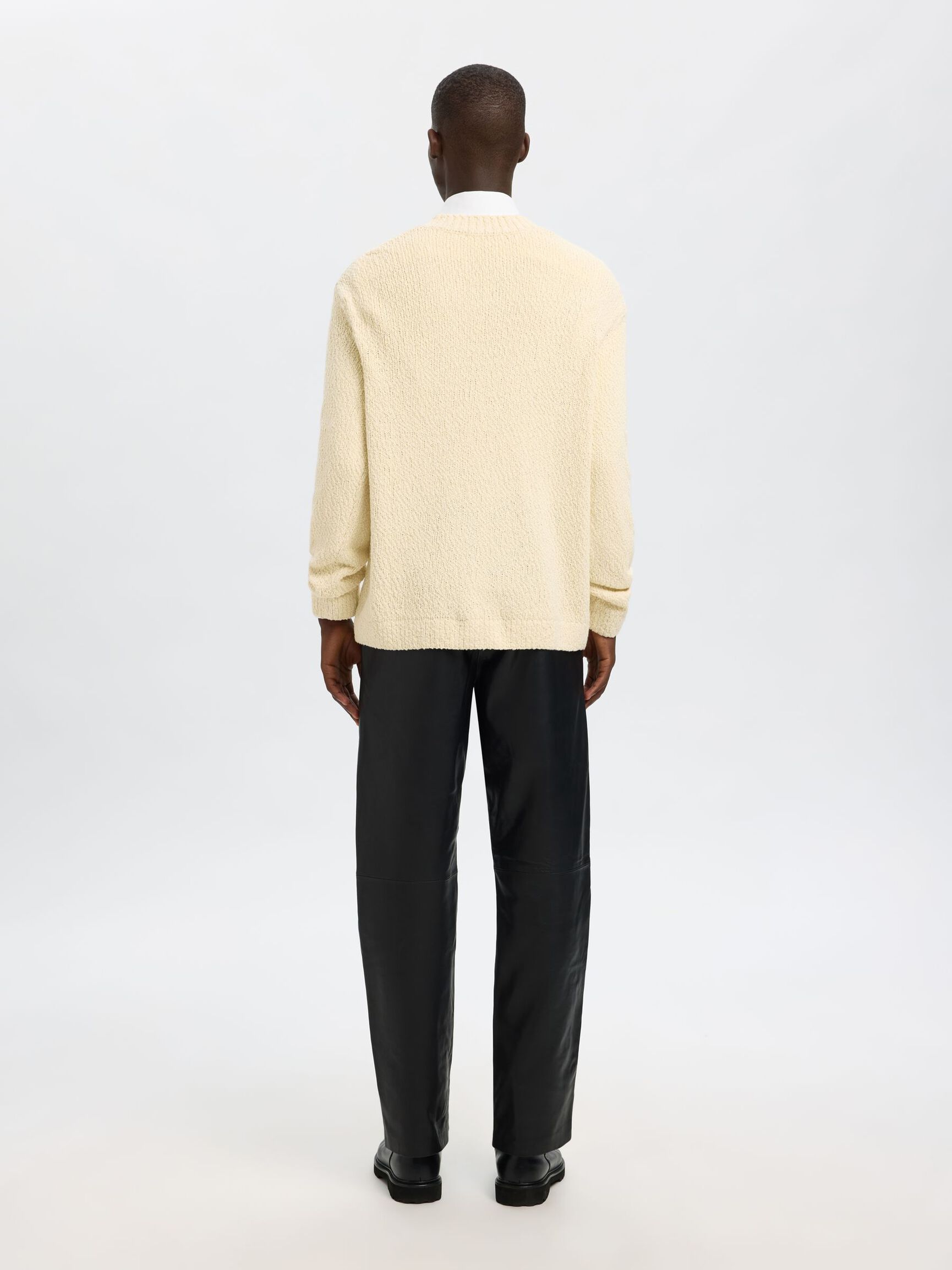 100% COTTON V-NECK JUMPER, Angora, highres