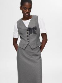 TAILORED WOOL BLEND WAISTCOAT, Grey Melange, highres