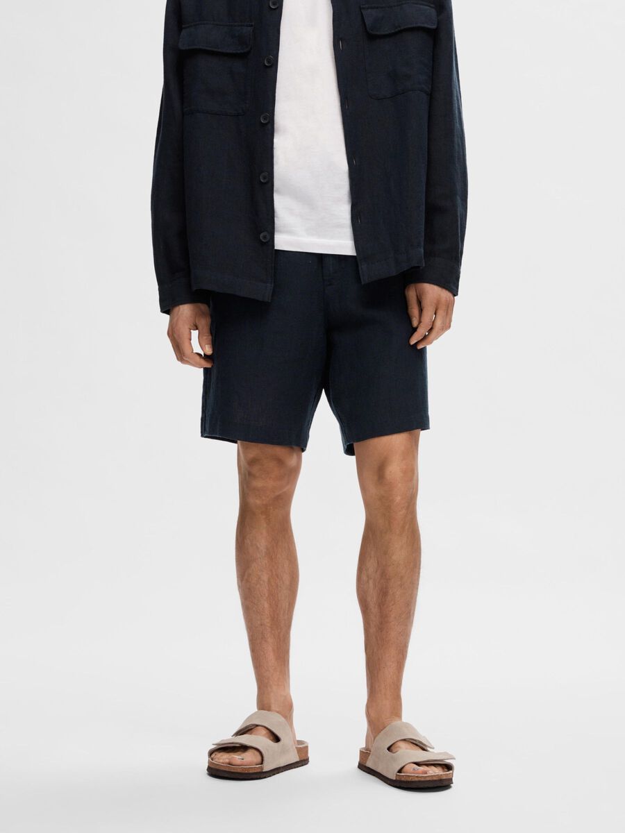Selected REGULAR-FIT LINNENMIX SHORTS, Sky Captain, highres - 16092314_SkyCaptain_1077419_003.jpg