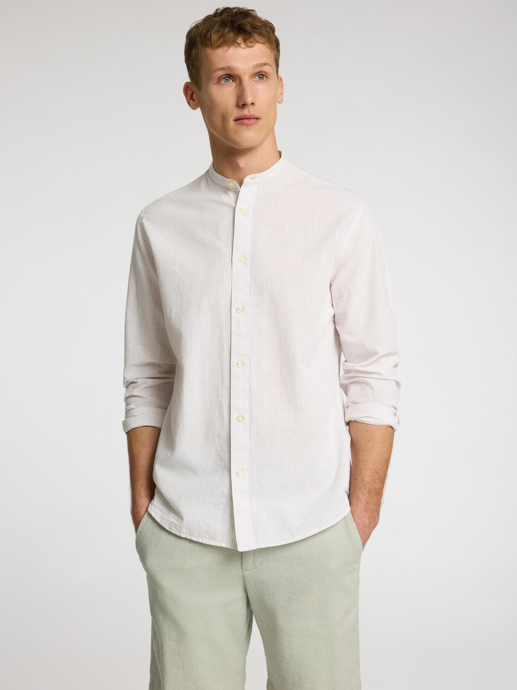 LONG-SLEEVED LINEN BLEND SHIRT, Pure Cashmere, highres