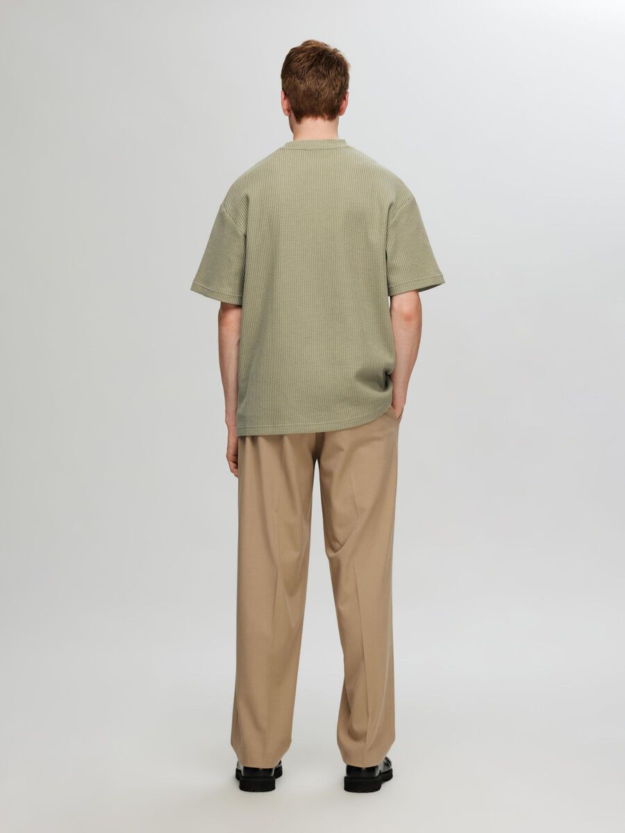 Selected RELAXED FIT WAFFELMUSTER T-SHIRT, Vetiver, highres - 16096331_Vetiver_004.jpg