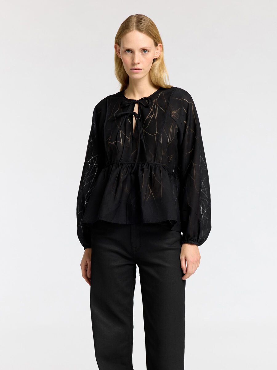 Selected STRIKSLUITING SHIRT MET LANGE MOUWEN, Black, highres - 16095927_Black_003.jpg