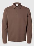 Selected RIBBESTRIKKET HALV GLIDELÅS LANGERMET POLO, Morel, highres - 16095710_Morel_001.jpg