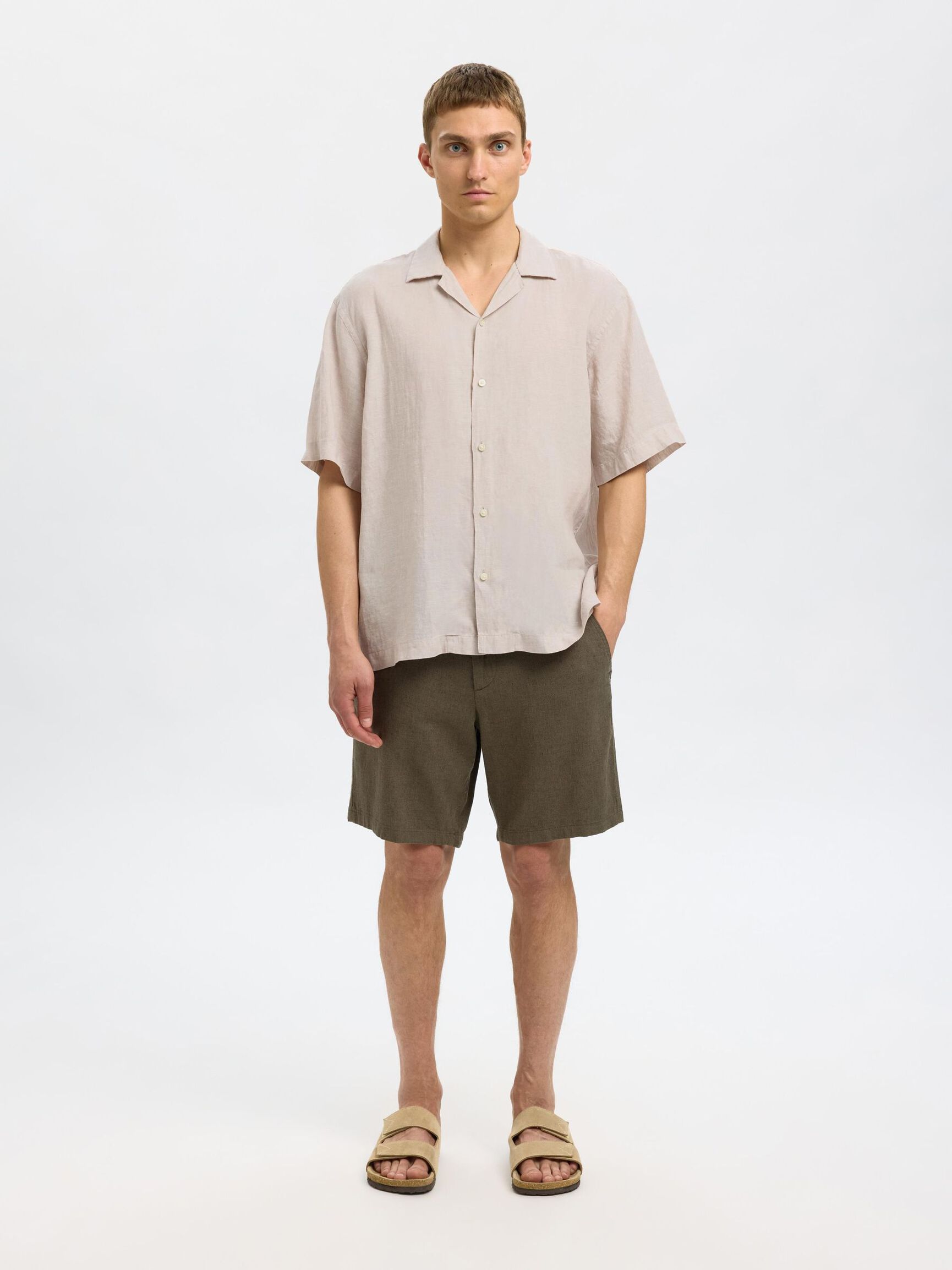 100% LINEN SHORT SLEEVED SHIRT, Pure Cashmere, highres